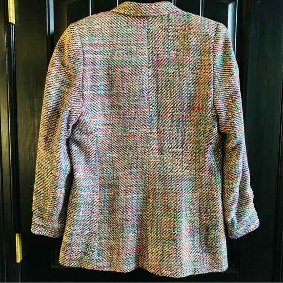 Emil Rutenberg Womens Vintage 100% Hand Woven Silk Multi Color Blazer | Large - Picture 2 of 8